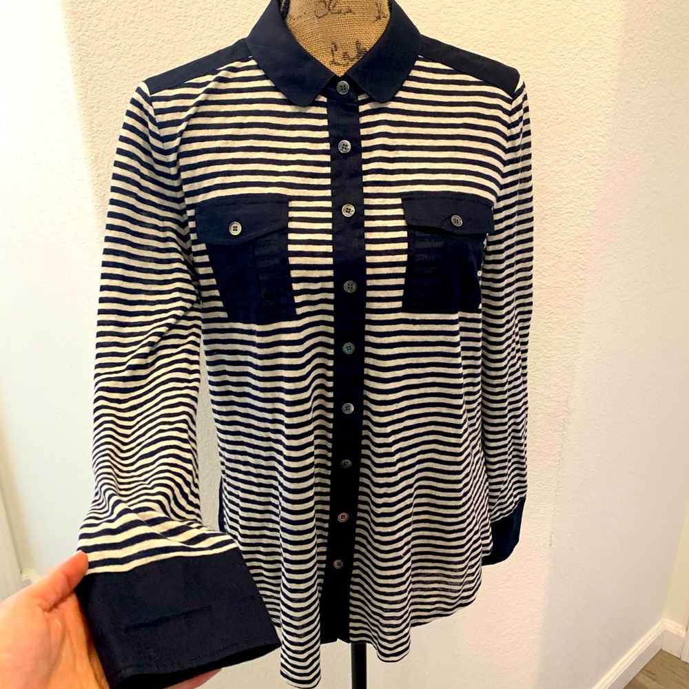 Tory Burch long sleeve stripe tee M